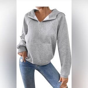Gray Oversized Long Sleeve Sweatshirt‎